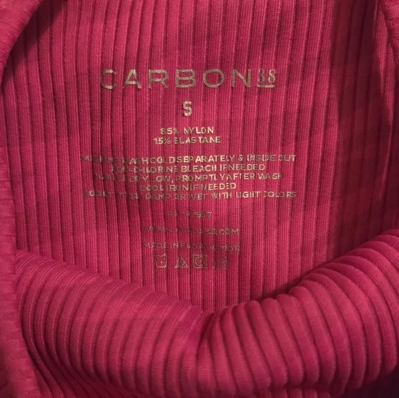 Carbon38 Ribbed Sports Bra Pink Sz S - Picture 3 of 4